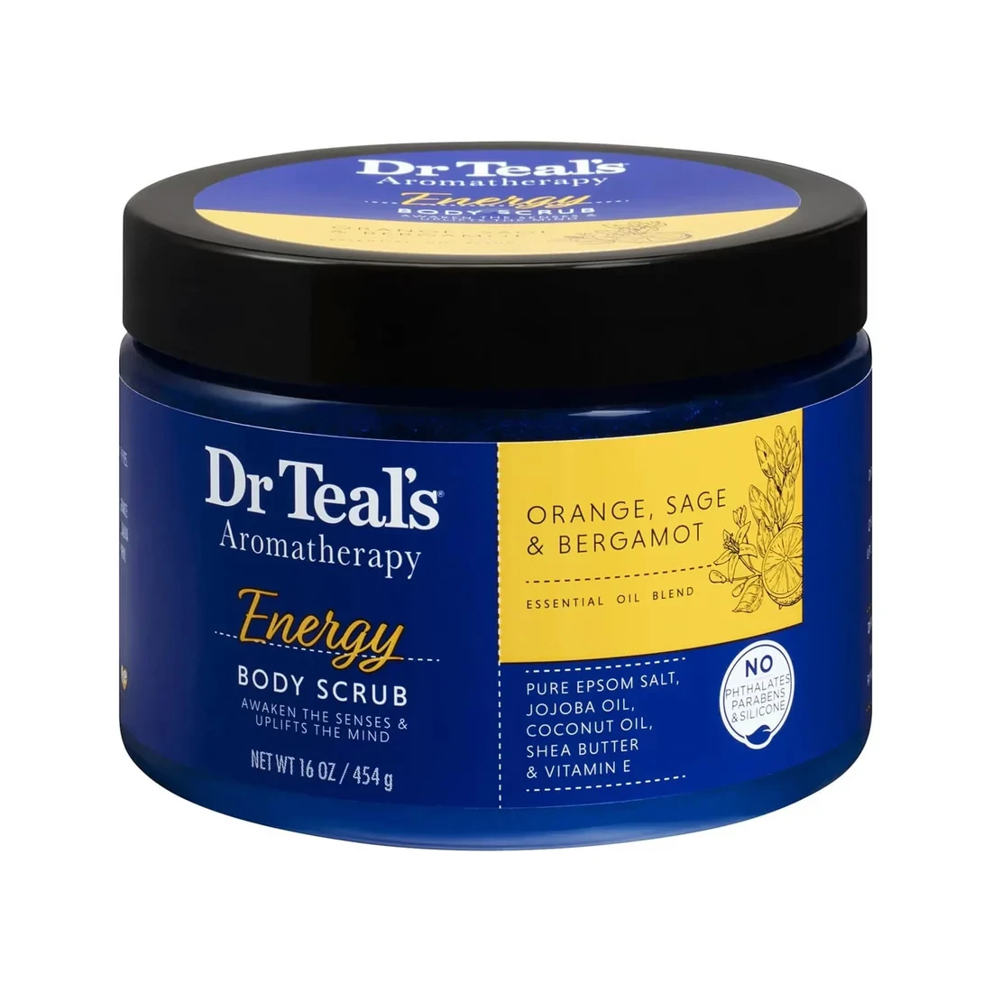 Dr Teal's Aromatherapy Energy Body Scrub with Orange, Sage & Bergamot - 454G
